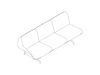 A line drawing - Striad Sofa–Low Back–3 Seat–Right Arm–4-Leg Base