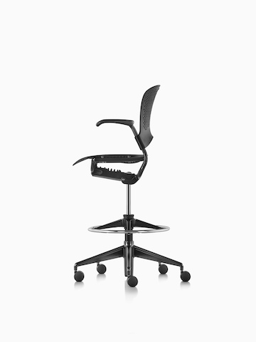 Profile view of a black Caper Multipurpose Stool. 