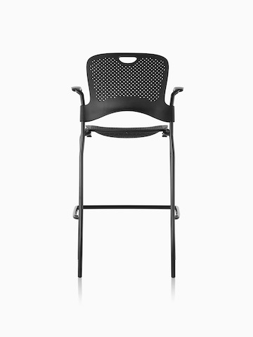 Black Caper Stacking Stool, viewed from the rear.