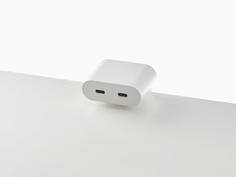 Ello Mini surface clamp USB-C power solution shown in white.