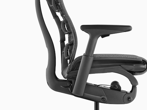 Black Embody office chair, viewed from the side.