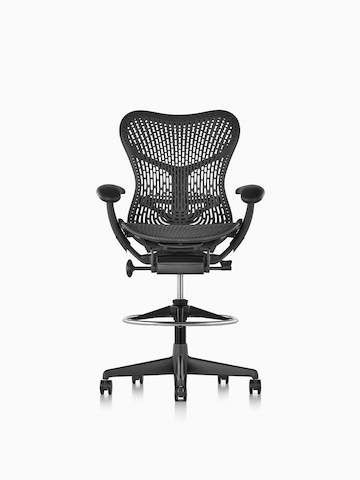 Black Mirra 2 Stool, viewed from the front.