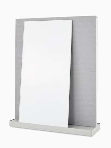 A grey, fully cladded OE1 Agile Wall with marker board, viewed from an angle.