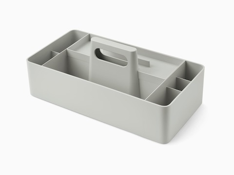 Grey OE1 Workbox, viewed from an angle.