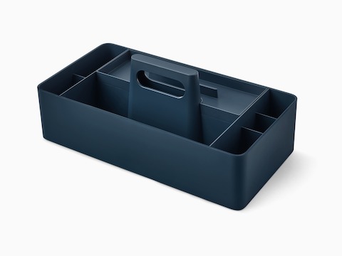 Blue OE1 Workbox, viewed from an angle.