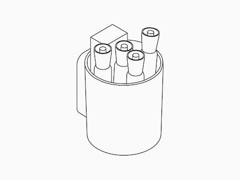 Line drawing of an OE1 Marker Cup with four markers inside.