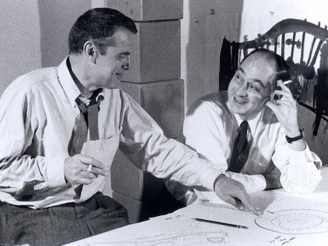 George Nelson and Charles Eames working on the on Moscow Exhibit