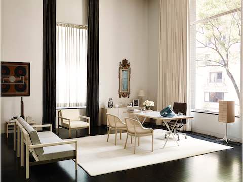 Bennett loved working with flexible, linear materials such as reed‚Äî‚Äúyou get a lovely sweep from reed‚Äù‚Äîto achieve the graceful lines that are characteristic of his furniture. (His classic 1964 Landmark chair, above, is once again available with a cane back. Photo by Fran√ßois Dischinger.