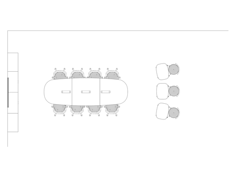 A line drawing viewed from above -Meeting Space 036 EUR