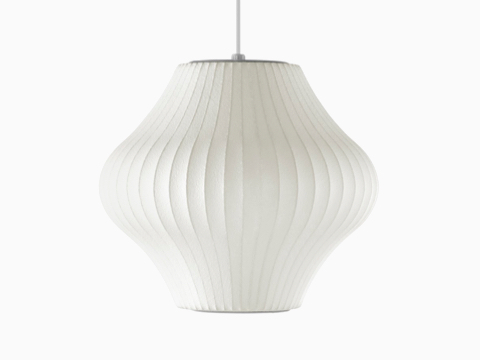 A Nelson Pear Bubble Pendant white hanging lamp.