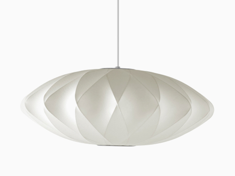 A white Nelson Saucer CrissCross Bubble Pendant lamp.