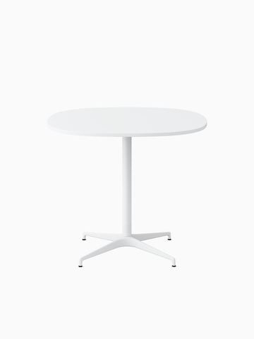 A soft square white Civic Table with a square edge at standing height.