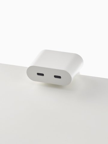 Ello Mini surface clamp USB-C power solution shown in white.