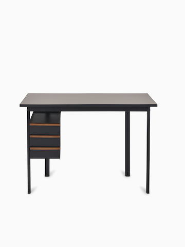 Front view of a Mode desk in black with sandstone top.