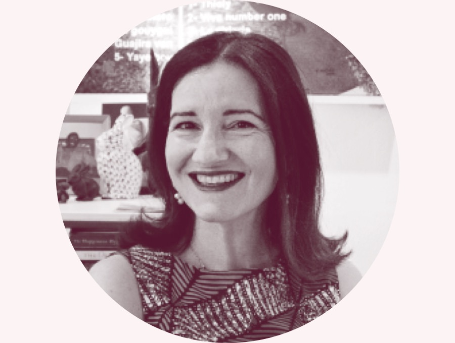 A black and white headshot of designer Ayse Birsel.