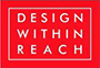 A Design Within Reach logo with white lettering on a red background.