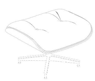 A black-and-white trade dress featuring a line drawing of an Eames Ottoman.
